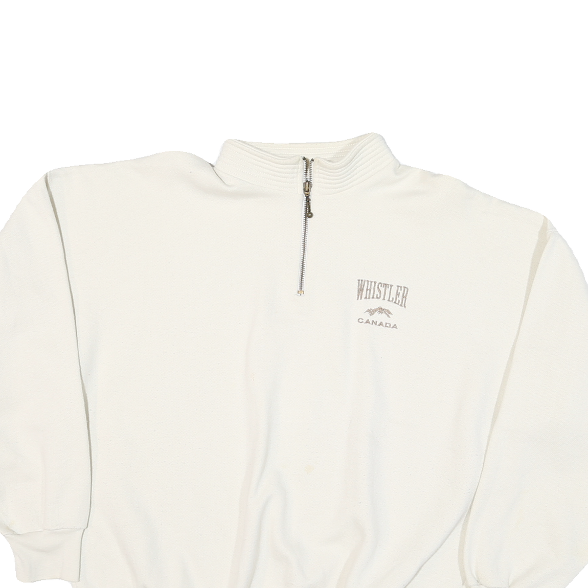 LAWTEX Mens Cream Whistler Canada Half Zip M Cotton Blend Sweatshirt Pullover