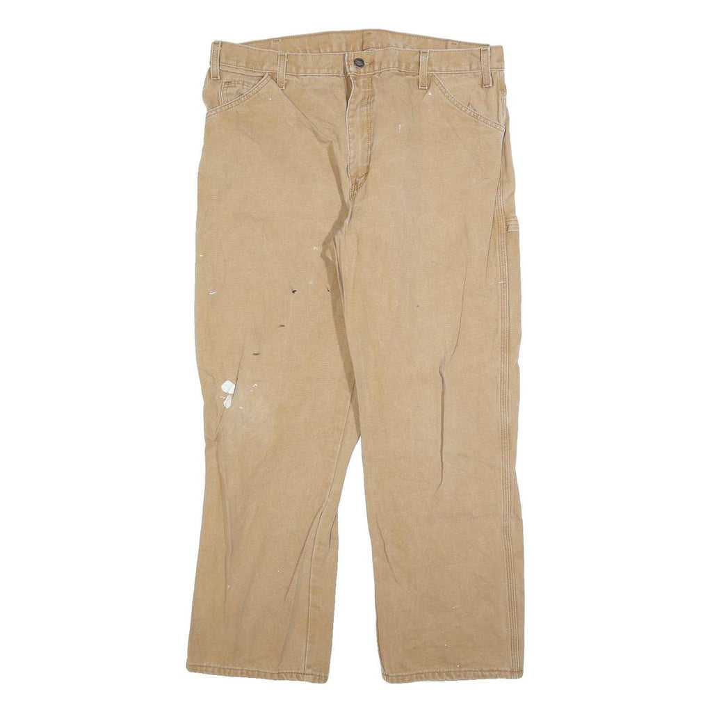 DICKIES Mens Relaxed Beige Denim Casual W38 L30 Paint Splatter Workwear Jeans