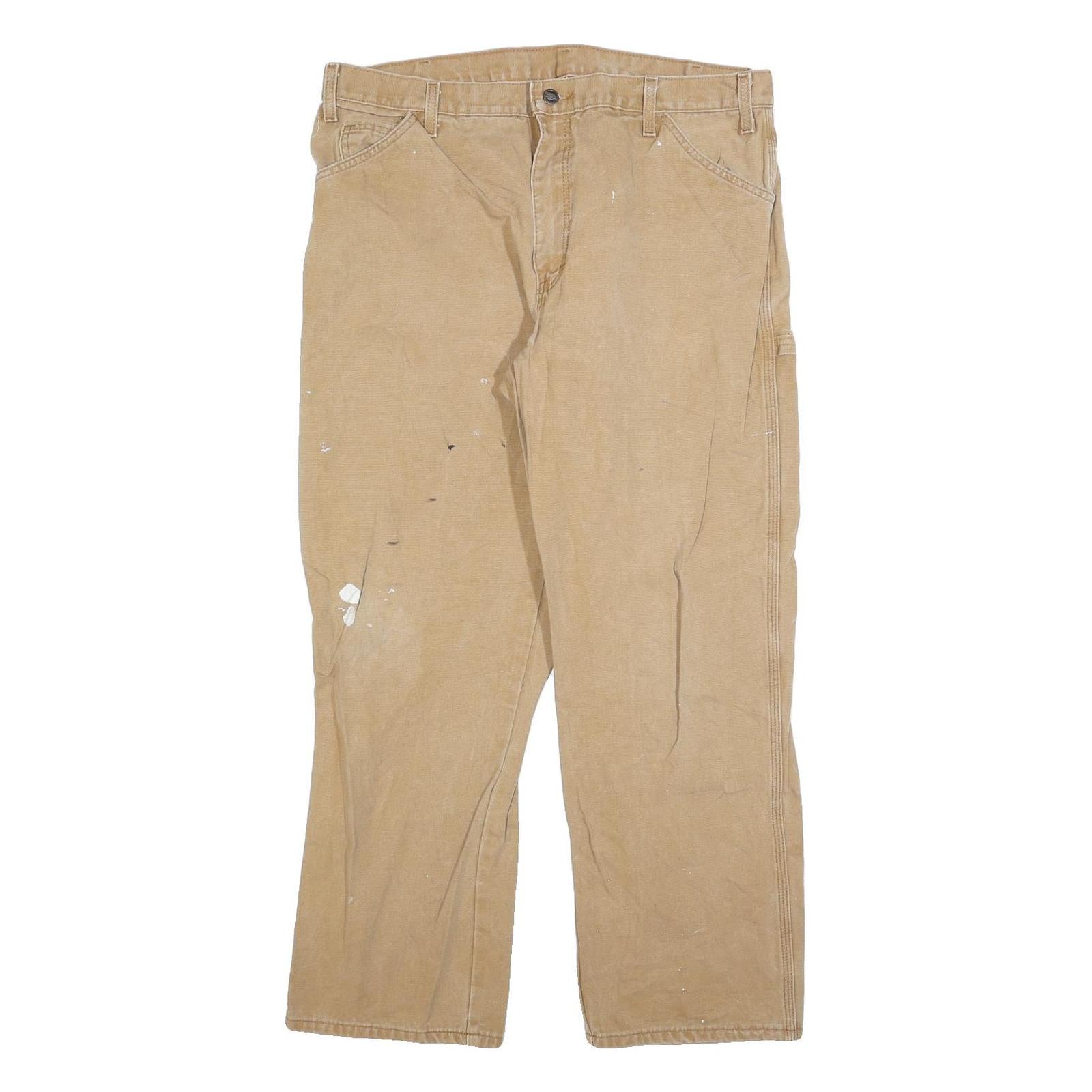 DICKIES Mens Relaxed Beige Denim Casual W38 L30 Paint Splatter Workwear Jeans