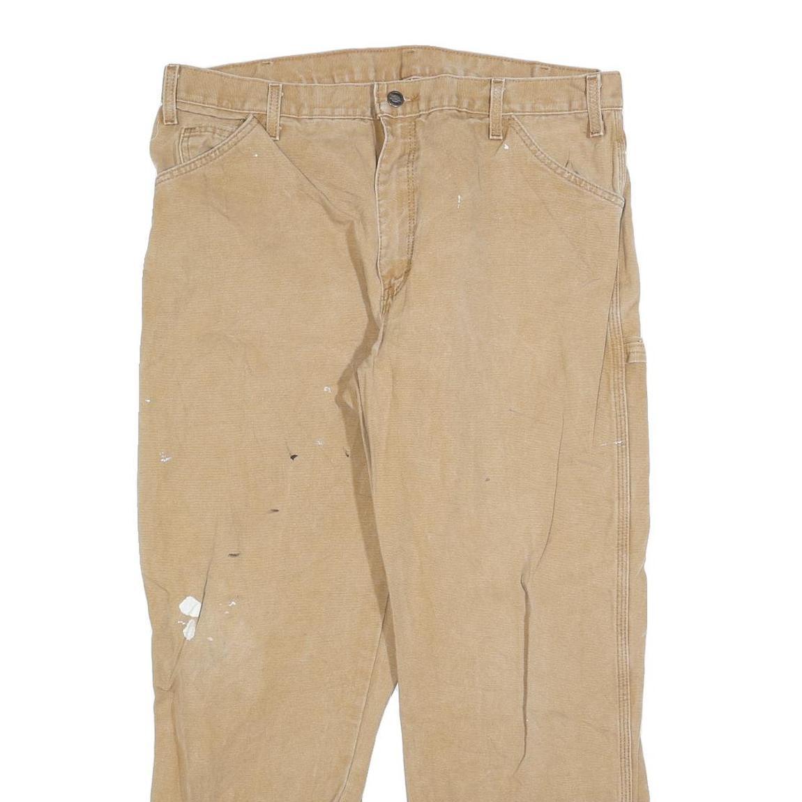 DICKIES Mens Relaxed Beige Denim Casual W38 L30 Paint Splatter Workwear Jeans