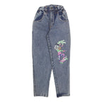 Girls Blue Regular Fit Denim Light Wash Jeans W20 L26 Roller Skate Print