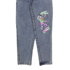 Girls Blue Regular Fit Denim Light Wash Jeans W20 L26 Roller Skate Print