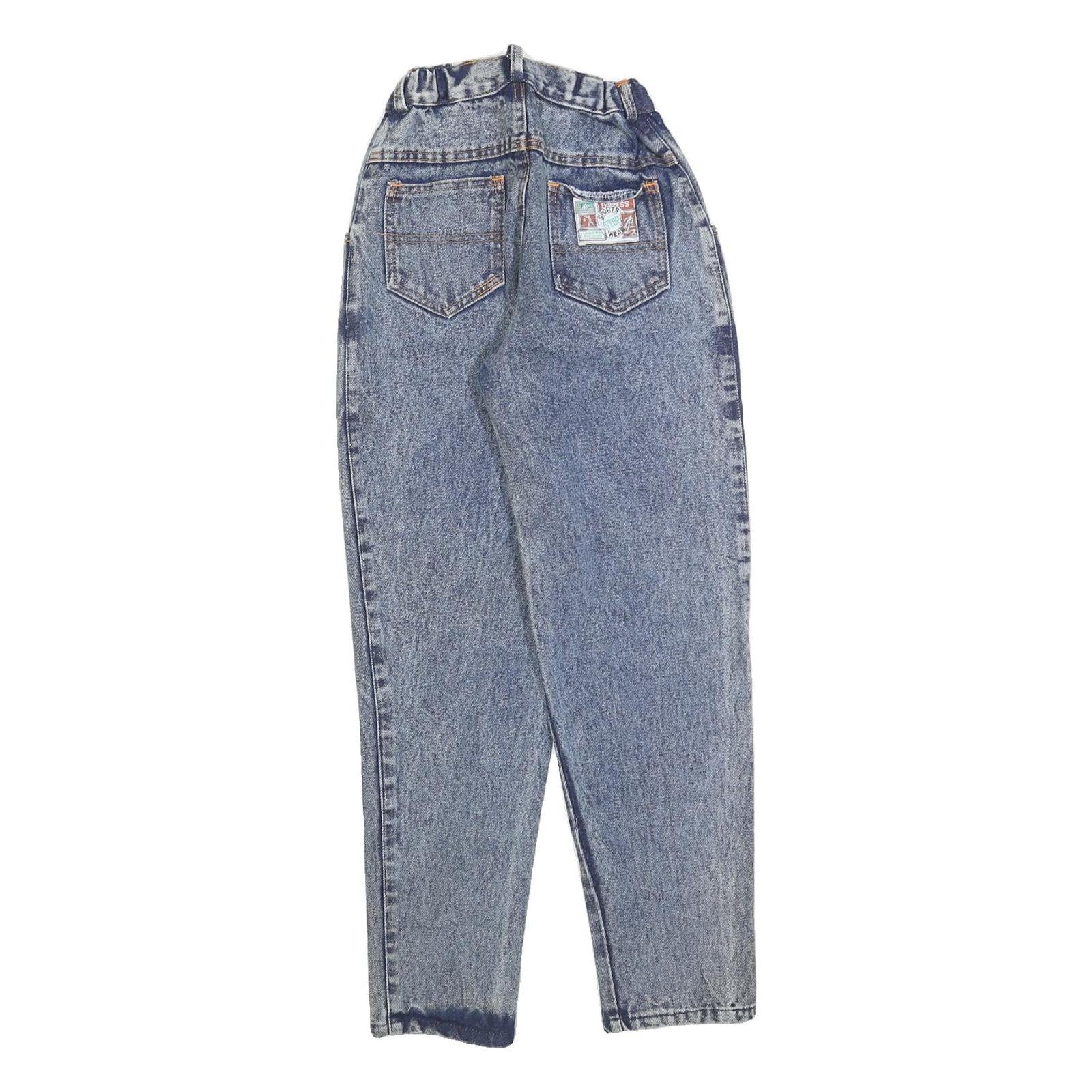 Girls Blue Regular Fit Denim Light Wash Jeans W20 L26 Roller Skate Print