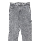 KARL KANI Mens Relaxed Grey Cotton Denim Stone Wash W32 L32 Workwear Carpenter