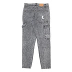 KARL KANI Mens Relaxed Grey Cotton Denim Stone Wash W32 L32 Workwear Carpenter
