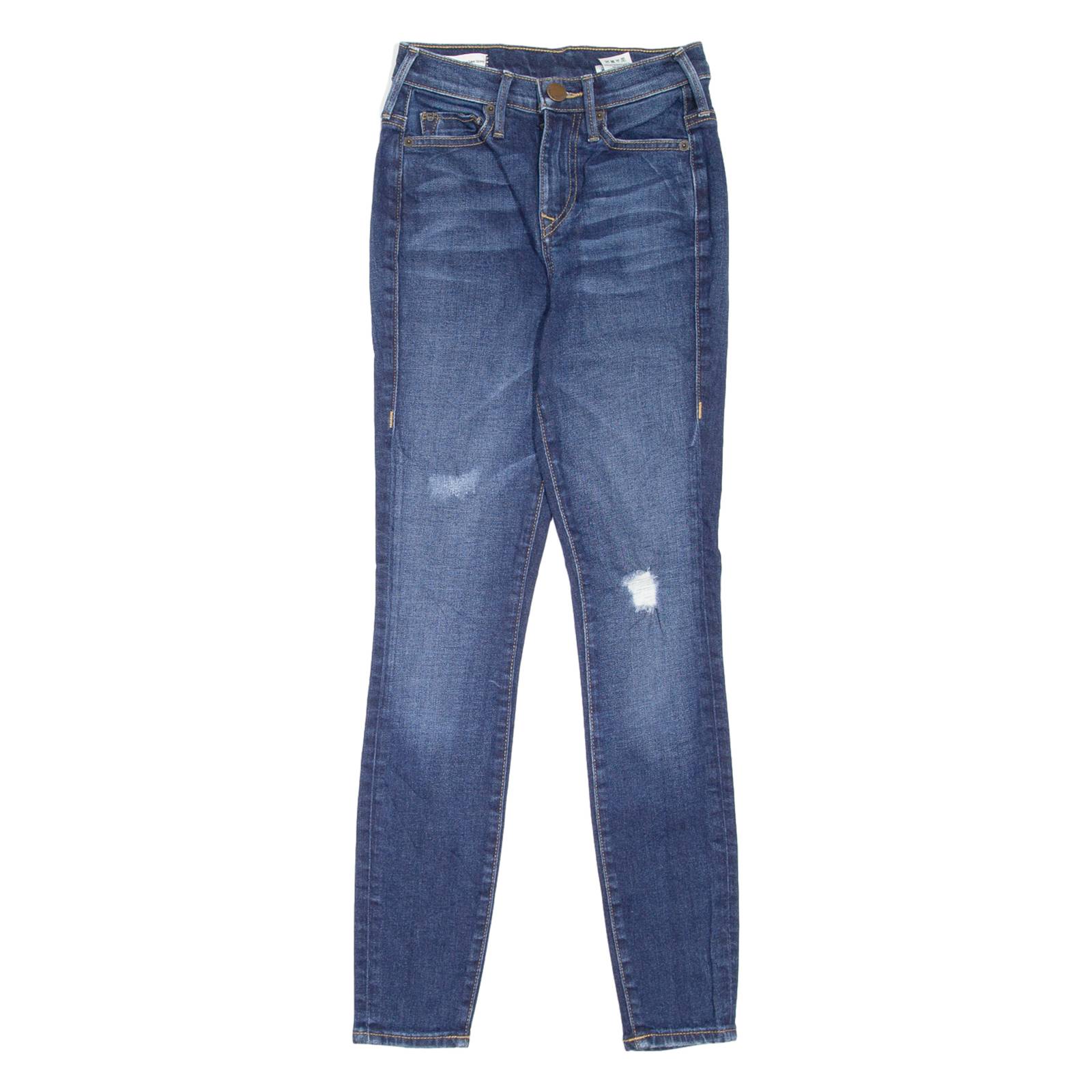 TRUE RELIGION Caia Distressed Womens Jeans Blue Slim Skinny Stone Wash W25 L28