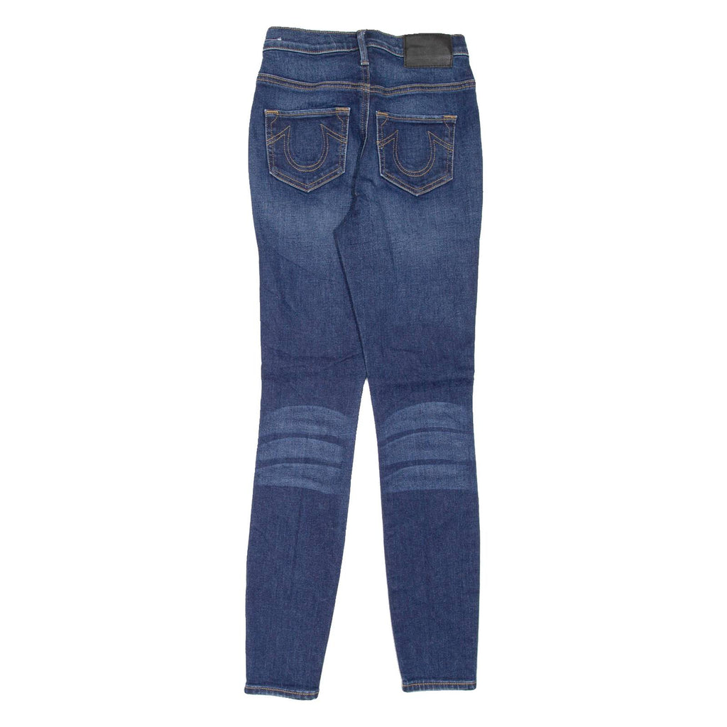 TRUE RELIGION Caia Distressed Womens Jeans Blue Slim Skinny Stone Wash W25 L28