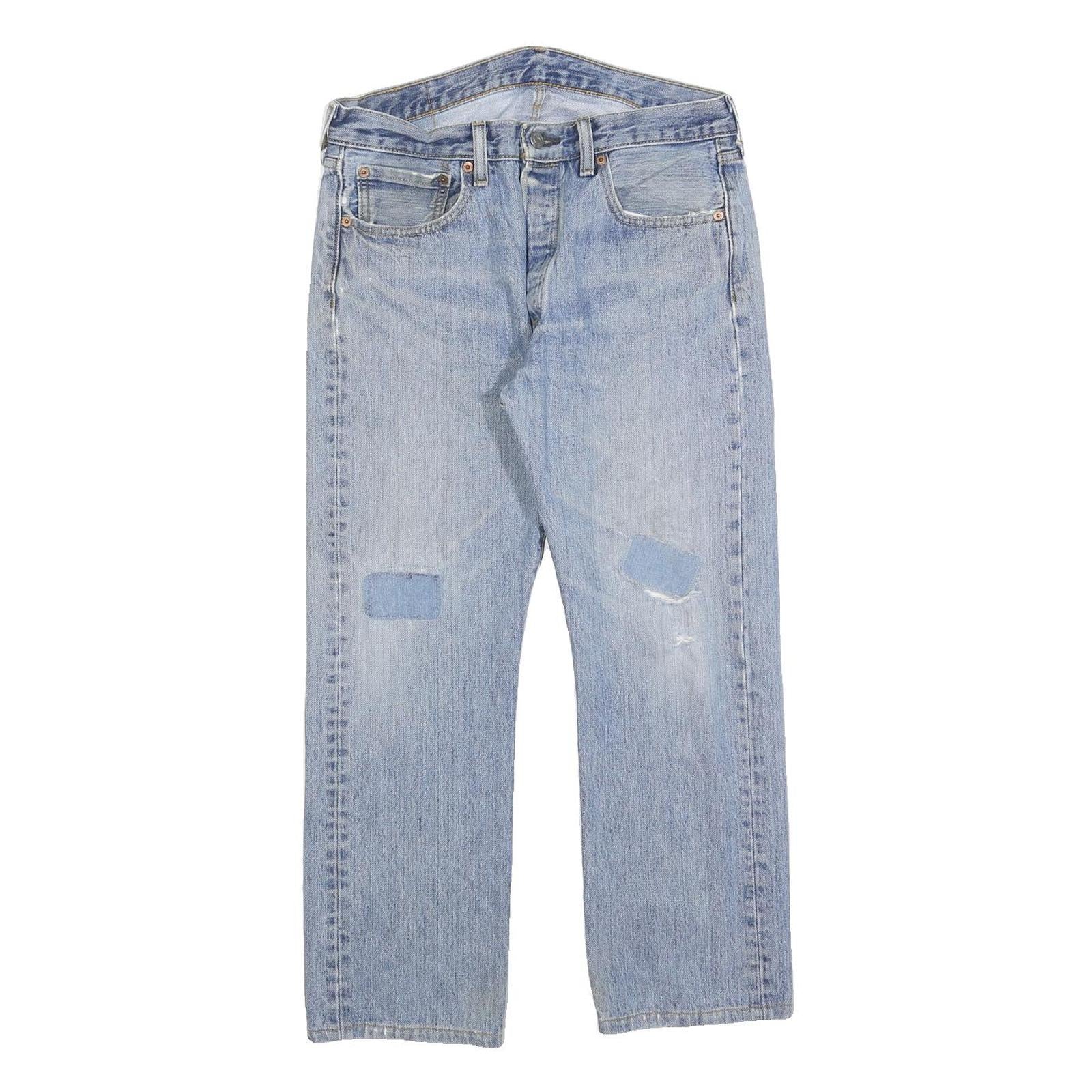 LEVI'S 501 Mens Jeans Blue Regular Straight Denim Light W32 L26 Classic Fit