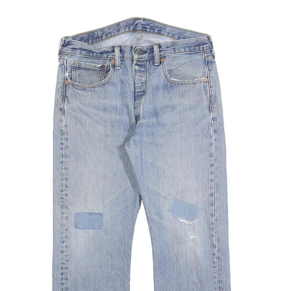 LEVI'S 501 Mens Jeans Blue Regular Straight Denim Light W32 L26 Classic Fit