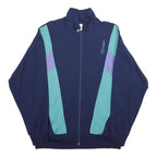 GONSO Mens Navy Blue Green Colourblock Jacket L Cotton Blend Zip Casual