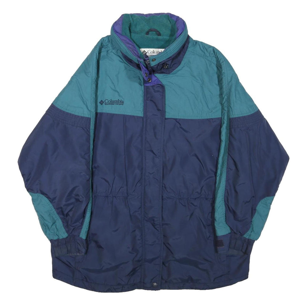 COLUMBIA Mens Blue & Teal Outdoor Jacket L Polyamide Blend Windbreaker Zip