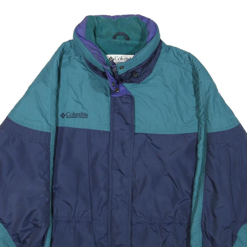 COLUMBIA Mens Blue & Teal Outdoor Jacket L Polyamide Blend Windbreaker Zip
