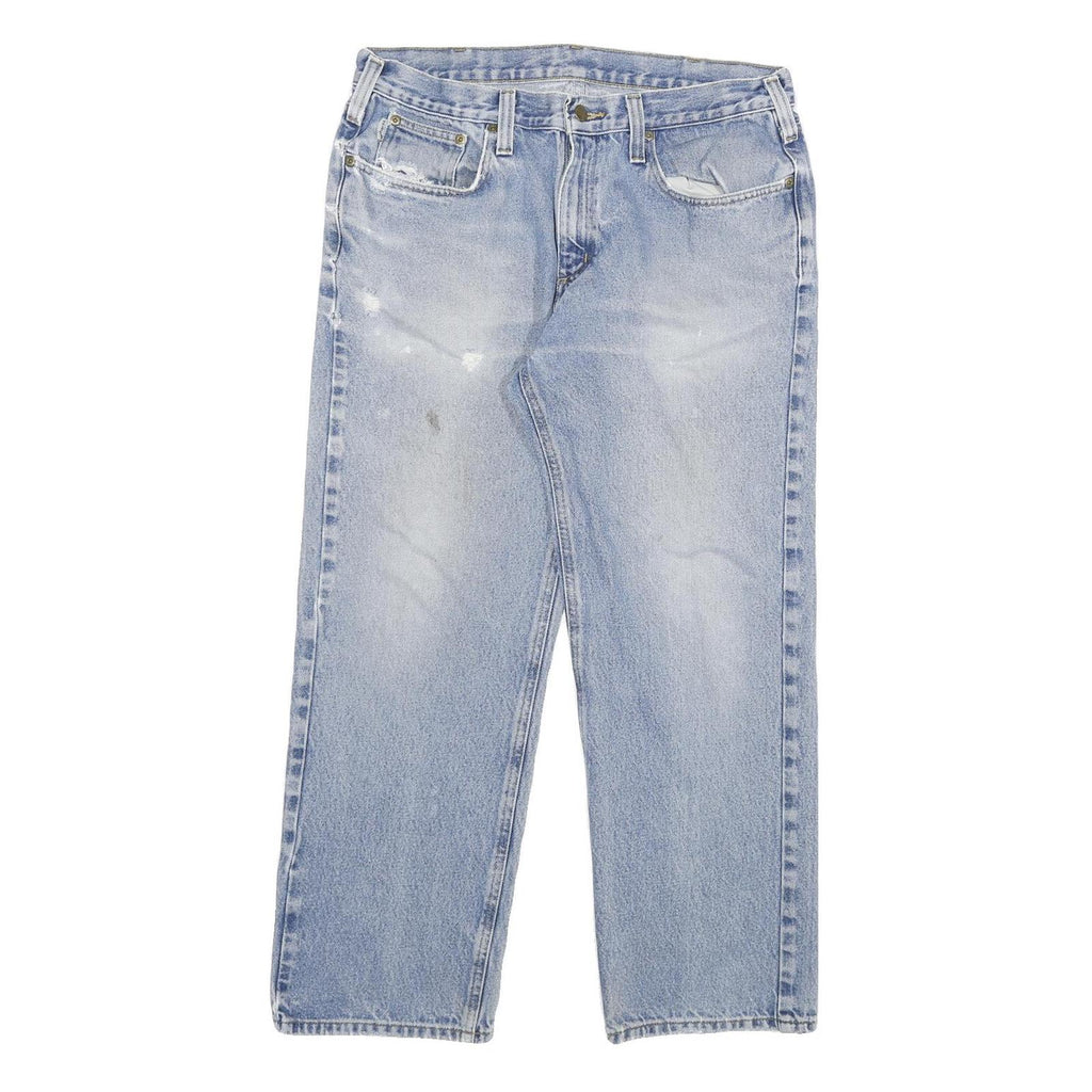 CARHARTT Mens Relaxed Jeans Blue Denim W34 L28 Cotton Blend Zip Casual Workwear
