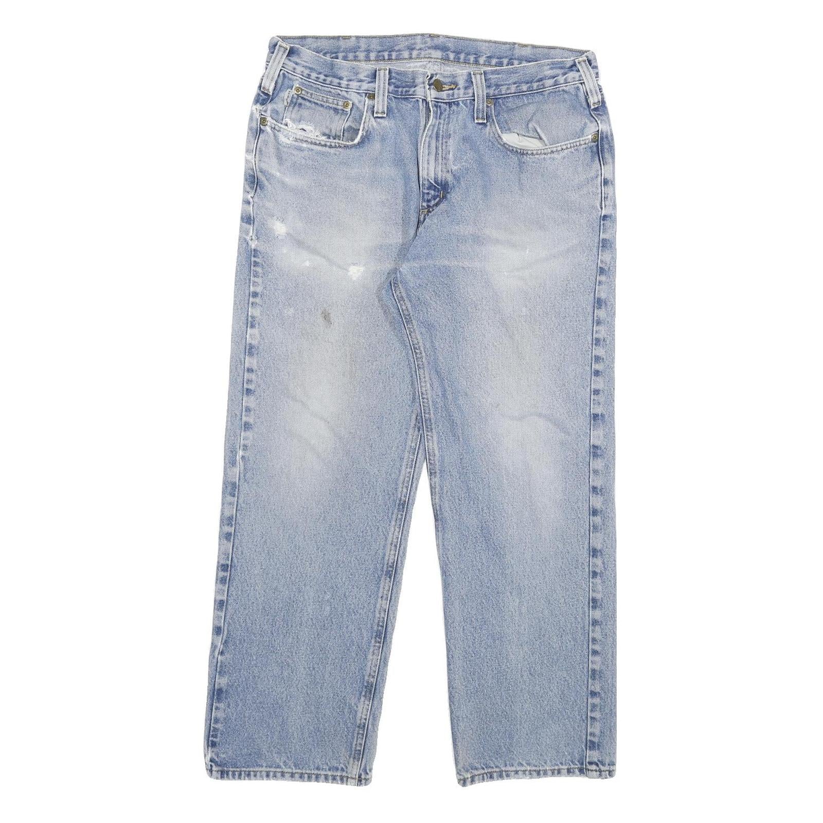 CARHARTT Mens Relaxed Jeans Blue Denim W34 L28 Cotton Blend Zip Casual Workwear