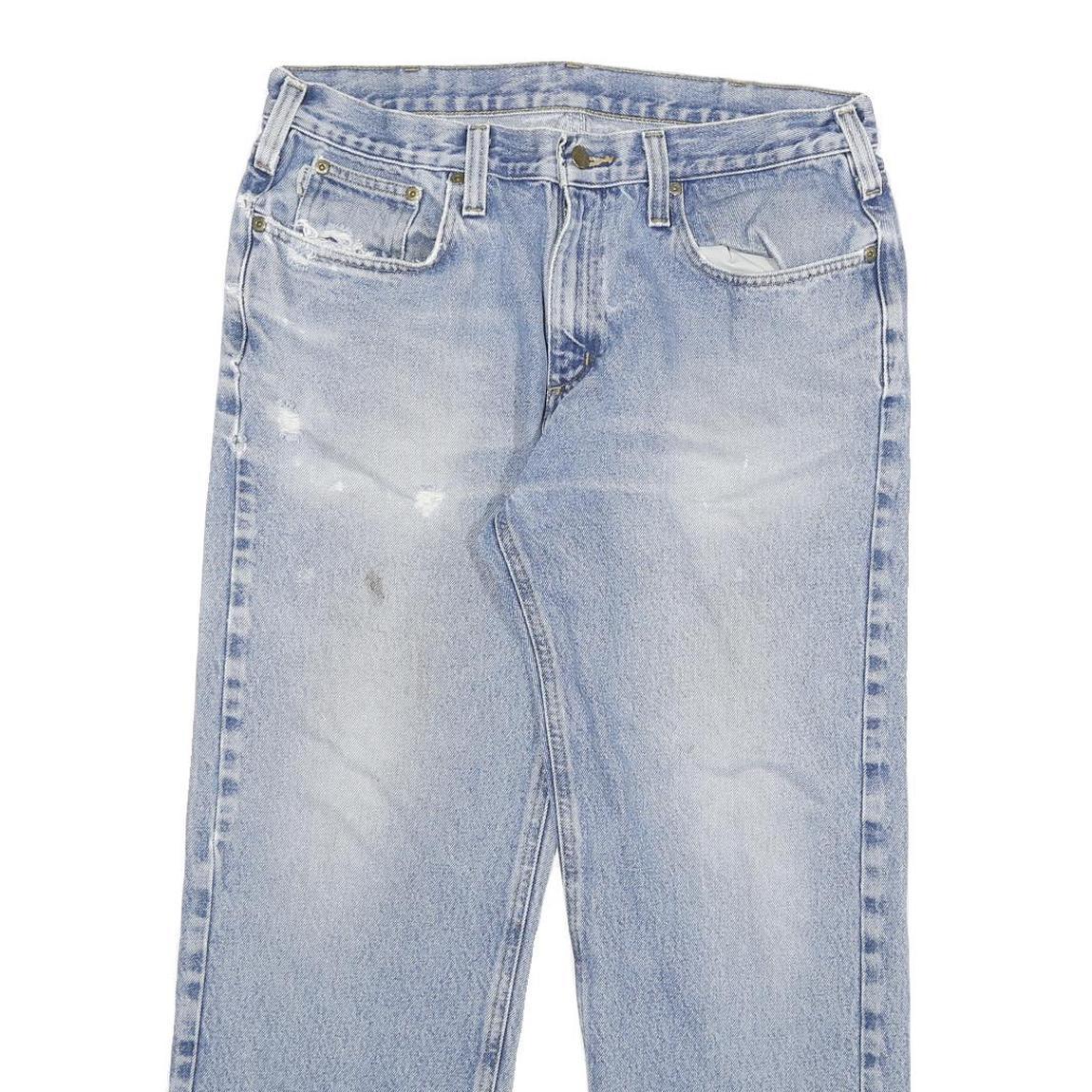 CARHARTT Mens Relaxed Jeans Blue Denim W34 L28 Cotton Blend Zip Casual Workwear
