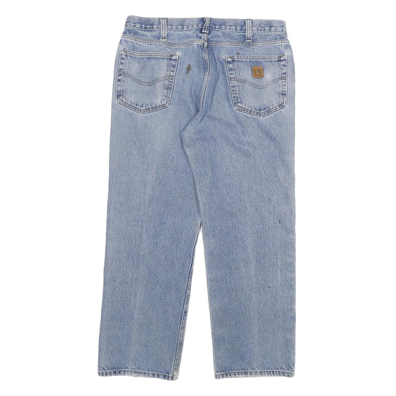 CARHARTT Mens Relaxed Jeans Blue Denim W34 L28 Cotton Blend Zip Casual Workwear
