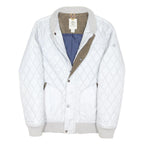 TIMBERLAND Mens White Quilted Jacket M Polyester Blend Diamond Pattern Zip
