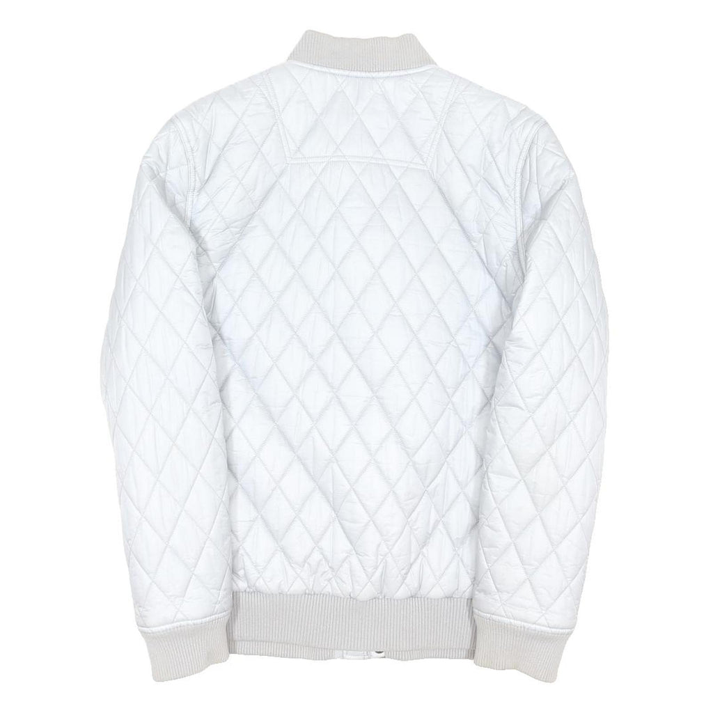 TIMBERLAND Mens White Quilted Jacket M Polyester Blend Diamond Pattern Zip