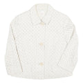 Womens White Circular Eyelet Button Jacket M Polyester Blend Button Closure