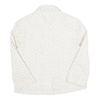 Womens White Circular Eyelet Button Jacket M Polyester Blend Button Closure