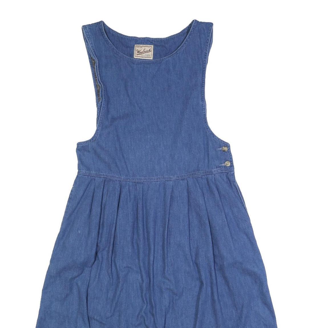 WOOLRICH Womens Blue Cotton Blend Day Dress Jersey Sleeveless Midi Size M Casual