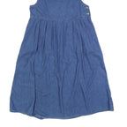 WOOLRICH Womens Blue Cotton Blend Day Dress Jersey Sleeveless Midi Size M Casual