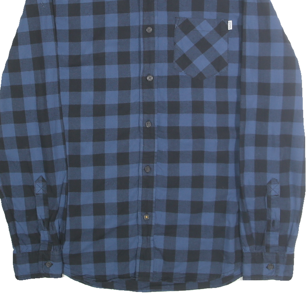 TIMBERLAND Mens Blue & Black Check Shirt M Casual Button-Down Long Sleeve Cotton