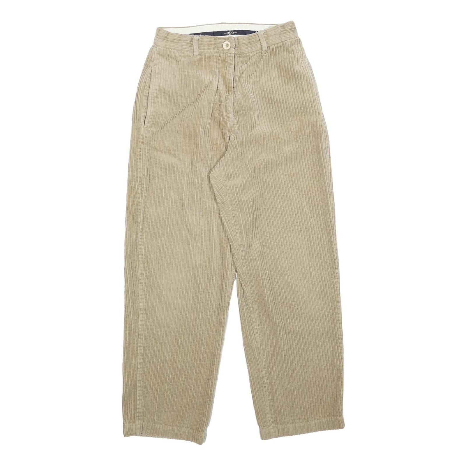 DKNY Womens Cotton Blend Beige Relaxed Tapered Trousers W24 L26 Casual Comfort