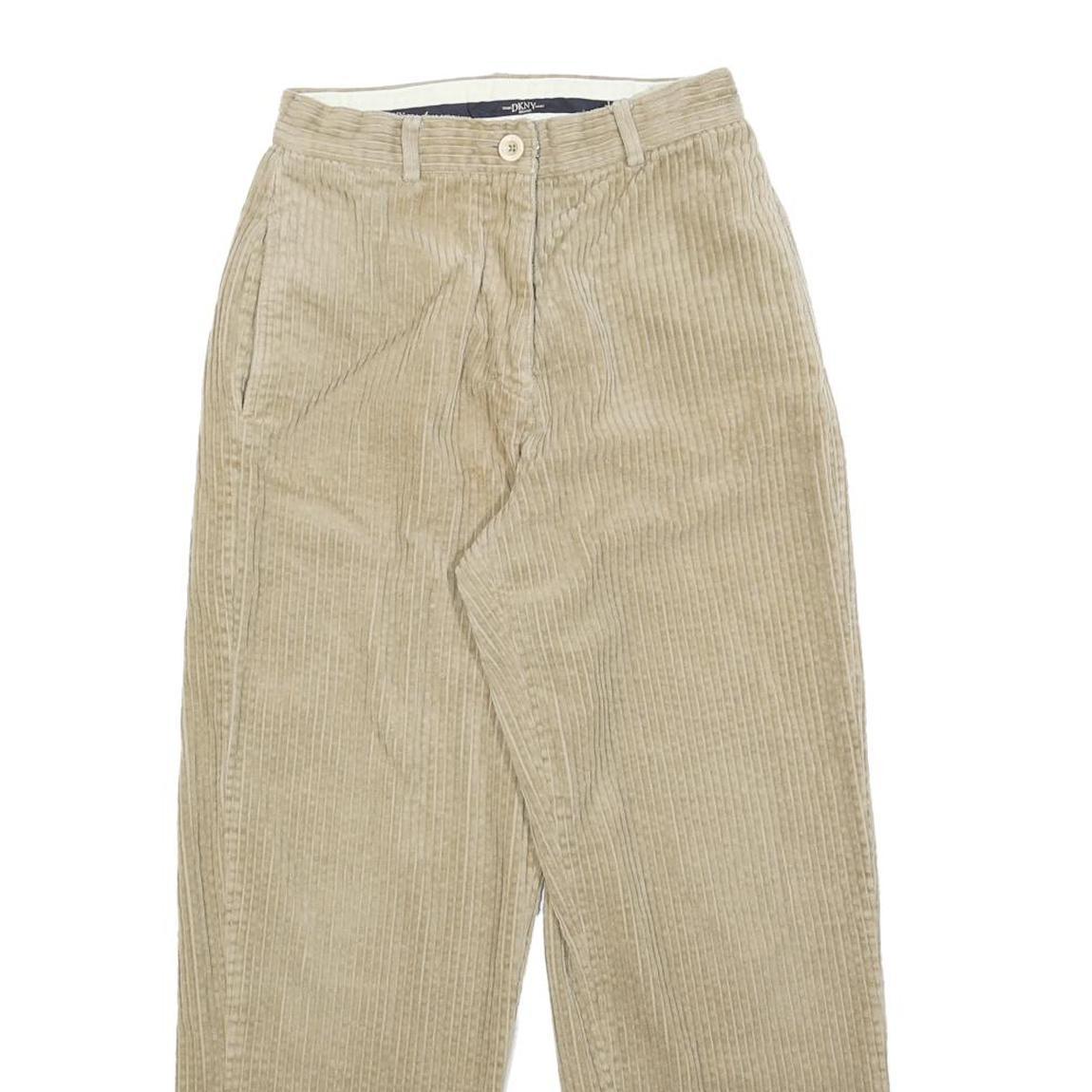 DKNY Womens Cotton Blend Beige Relaxed Tapered Trousers W24 L26 Casual Comfort