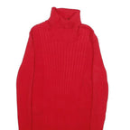 TAHARI Womens Red Plain Pullover Jumper Crew Neck Rib Knit S Stylish Warm