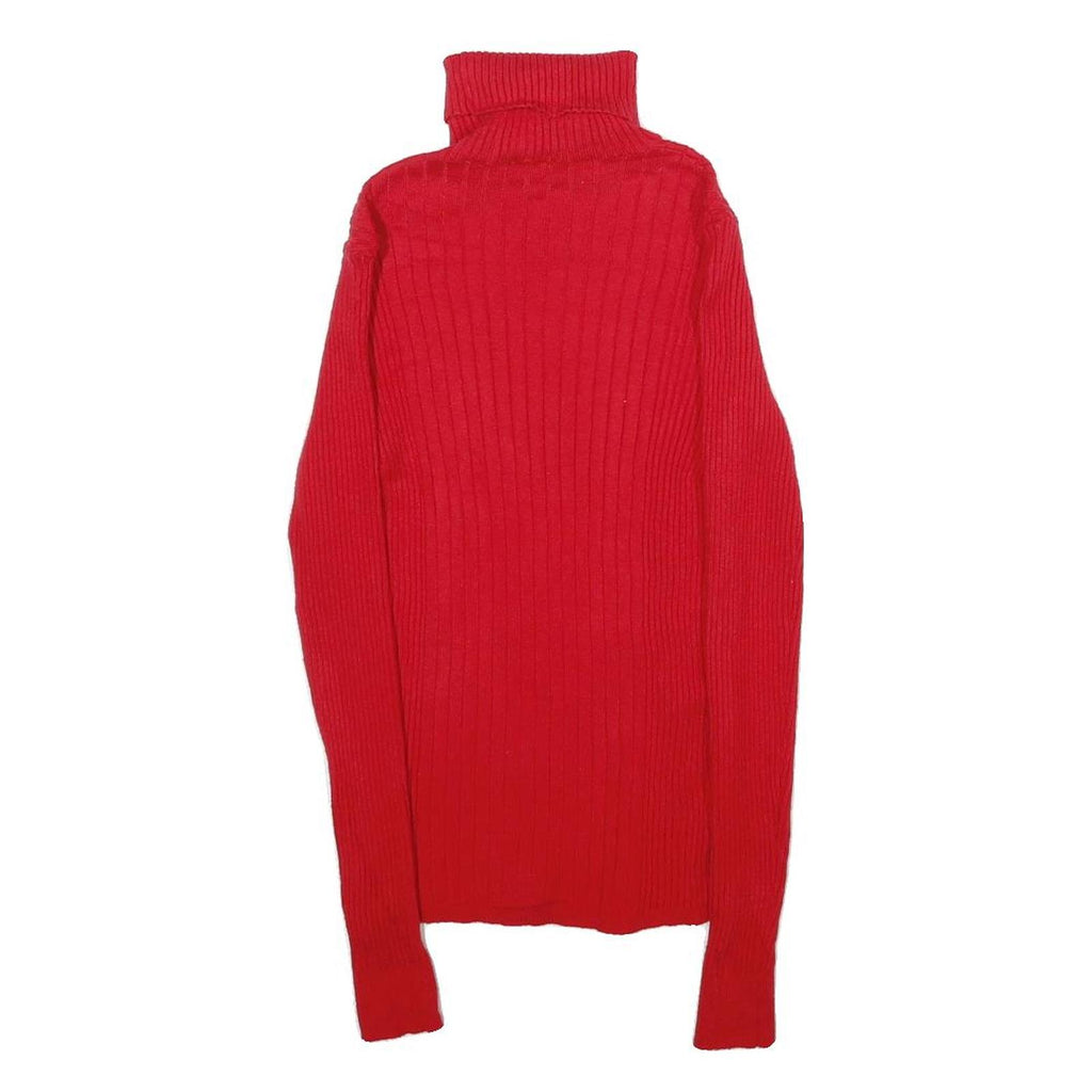 TAHARI Womens Red Plain Pullover Jumper Crew Neck Rib Knit S Stylish Warm