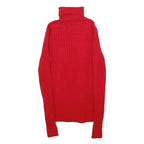TAHARI Womens Red Plain Pullover Jumper Crew Neck Rib Knit S Stylish Warm