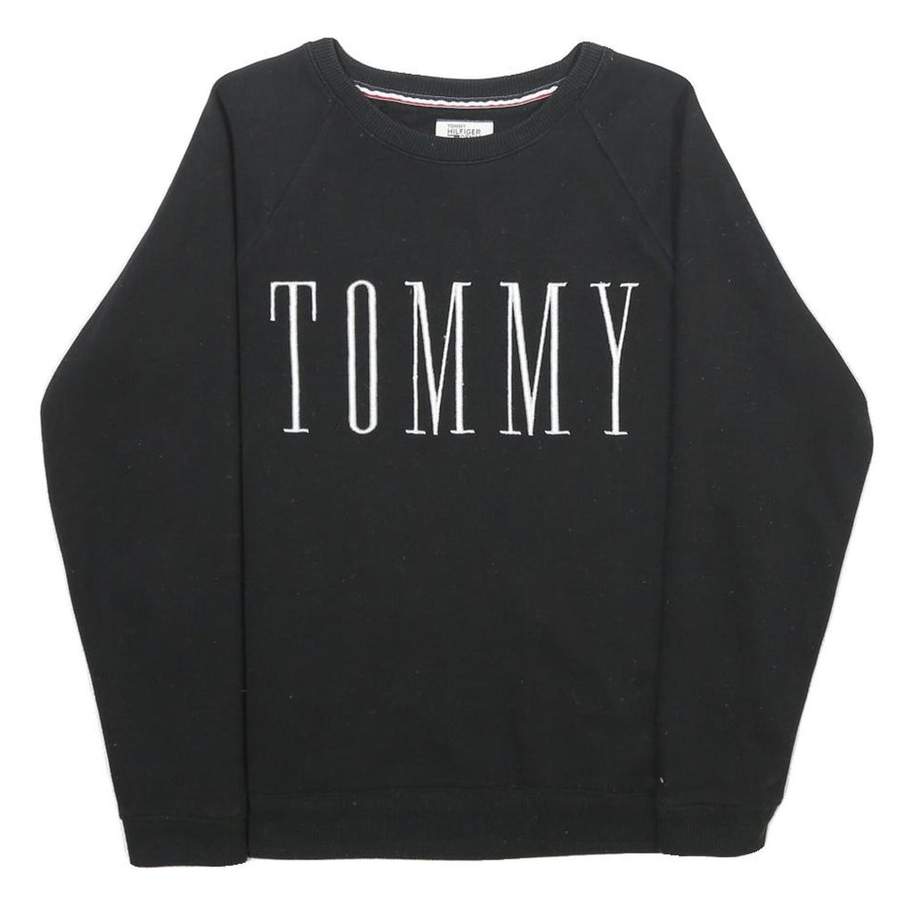 HILFIGER DENIM Mens Black Cotton Blend Crew Neck S Sweatshirt Casual Pullover