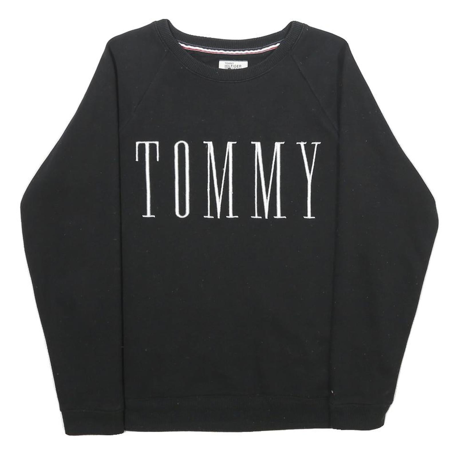 HILFIGER DENIM Mens Black Cotton Blend Crew Neck S Sweatshirt Casual Pullover