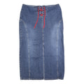 TOMMY HILFIGER Womens Blue Denim Lace Up Midi Cotton Blend Skirt XL Stylish
