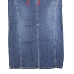 TOMMY HILFIGER Womens Blue Denim Lace Up Midi Cotton Blend Skirt XL Stylish