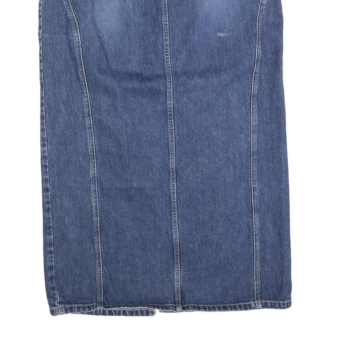 TOMMY HILFIGER Womens Blue Denim Lace Up Midi Cotton Blend Skirt XL Stylish