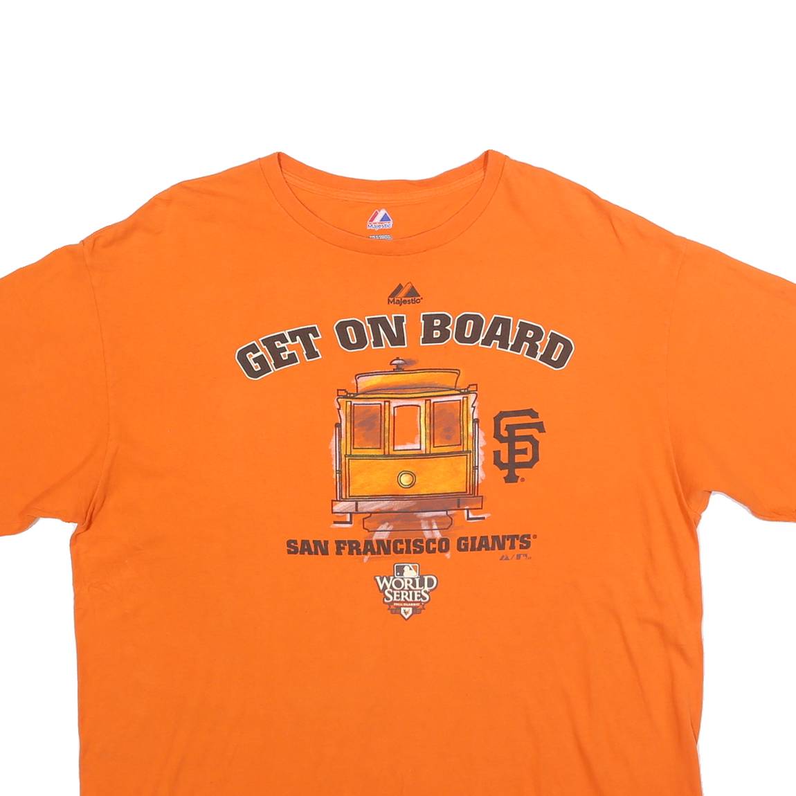 MAJESTIC Mens Orange San Francisco Giants Graphic T-Shirt XL Short Sleeve Crew