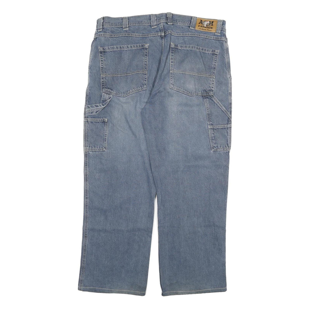 AQH Mens Jeans Blue Relaxed Straight Denim Medium W40 L30 Casual Comfortable