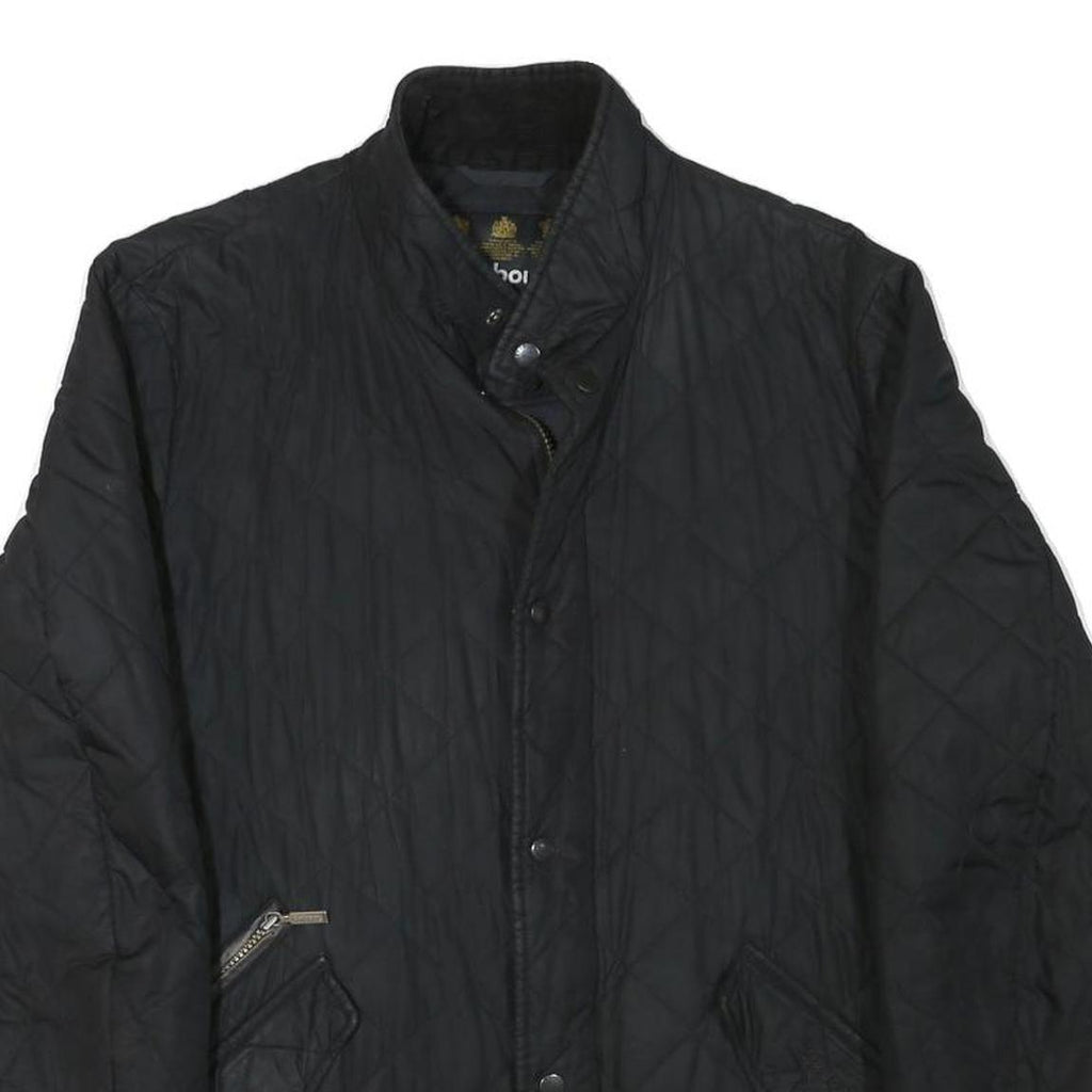 BARBOUR Womens Black Quilted Jacket M Polyester Blend Button Closure Classic