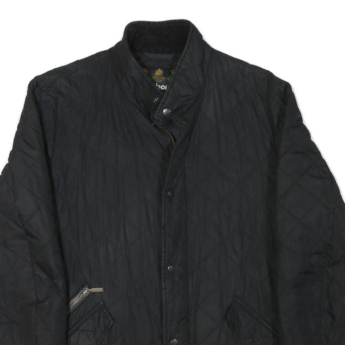 BARBOUR Womens Black Quilted Jacket M Polyester Blend Button Closure Classic