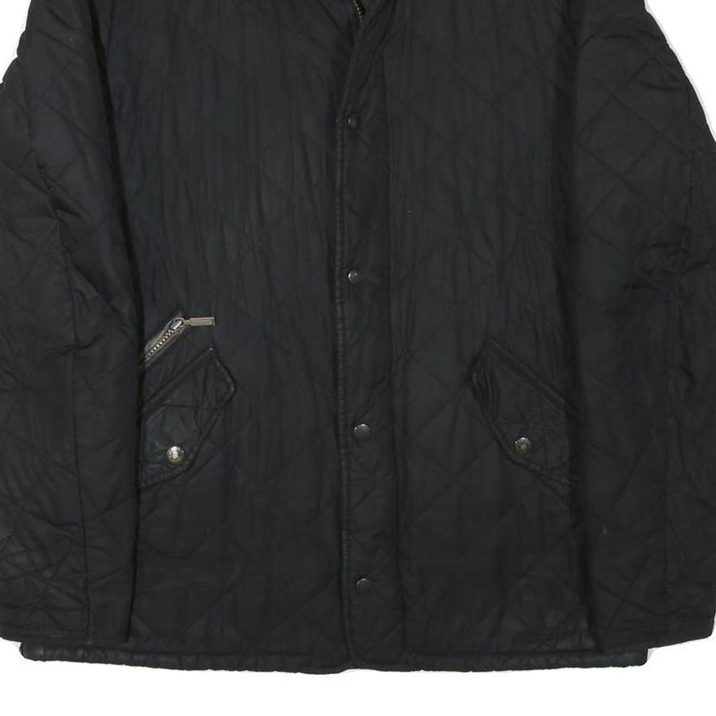 BARBOUR Womens Black Quilted Jacket M Polyester Blend Button Closure Classic