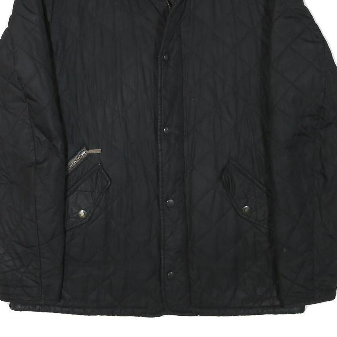 BARBOUR Womens Black Quilted Jacket M Polyester Blend Button Closure Classic