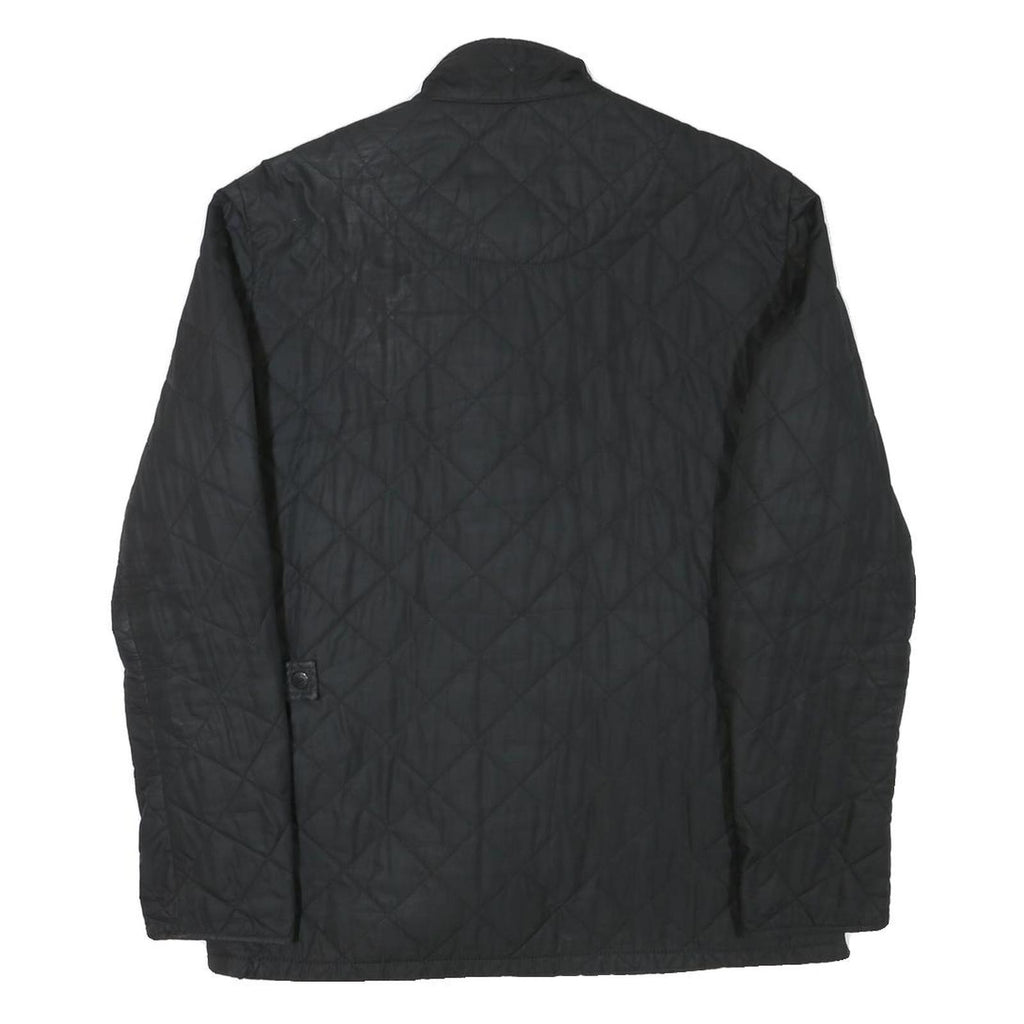 BARBOUR Womens Black Quilted Jacket M Polyester Blend Button Closure Classic