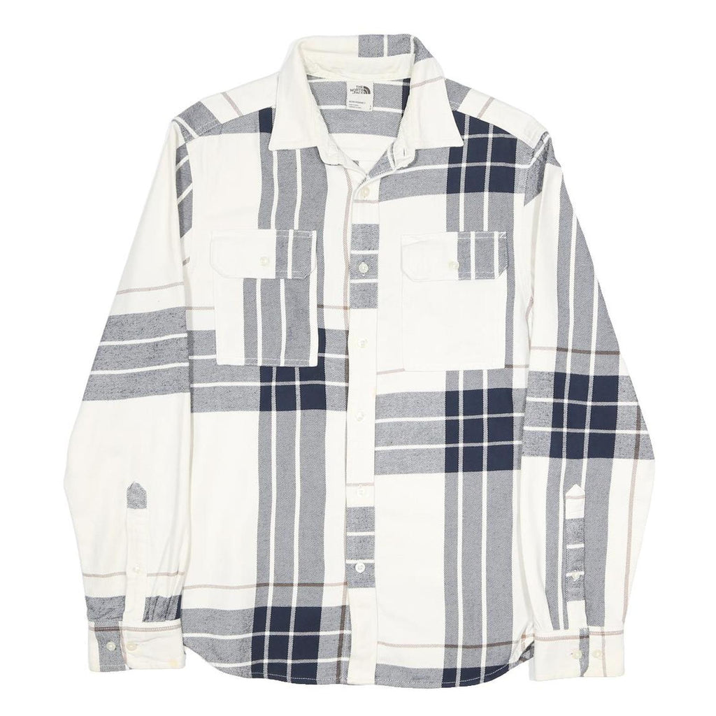 THE NORTH FACE Mens White & Grey Check Shirt S Casual Cotton Long Sleeve