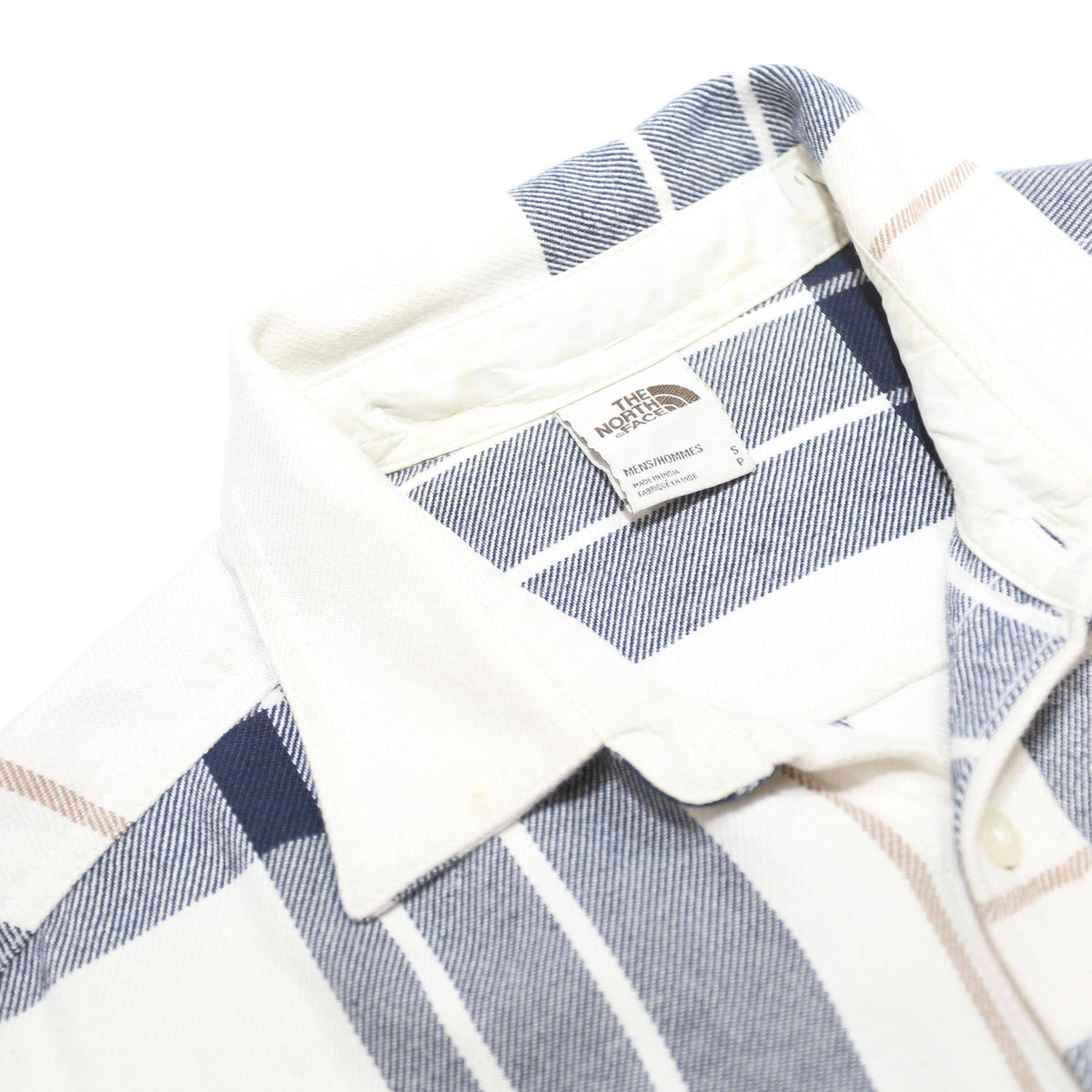 THE NORTH FACE Mens White & Grey Check Shirt S Casual Cotton Long Sleeve