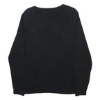 DKNY Womens Black Plain Cotton Blend Jumper Crew Neck Basic Knit L