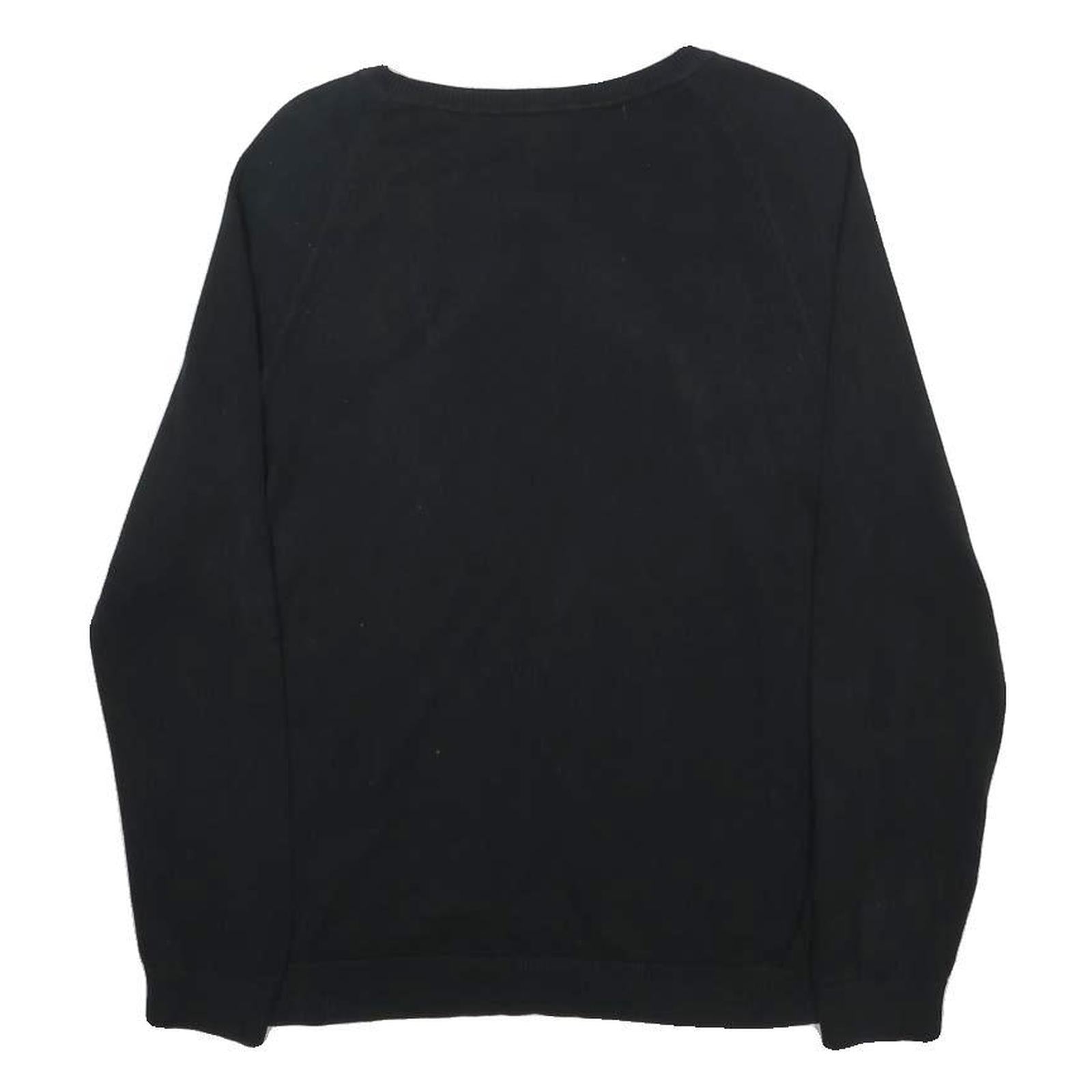 DKNY Womens Black Plain Cotton Blend Jumper Crew Neck Basic Knit L