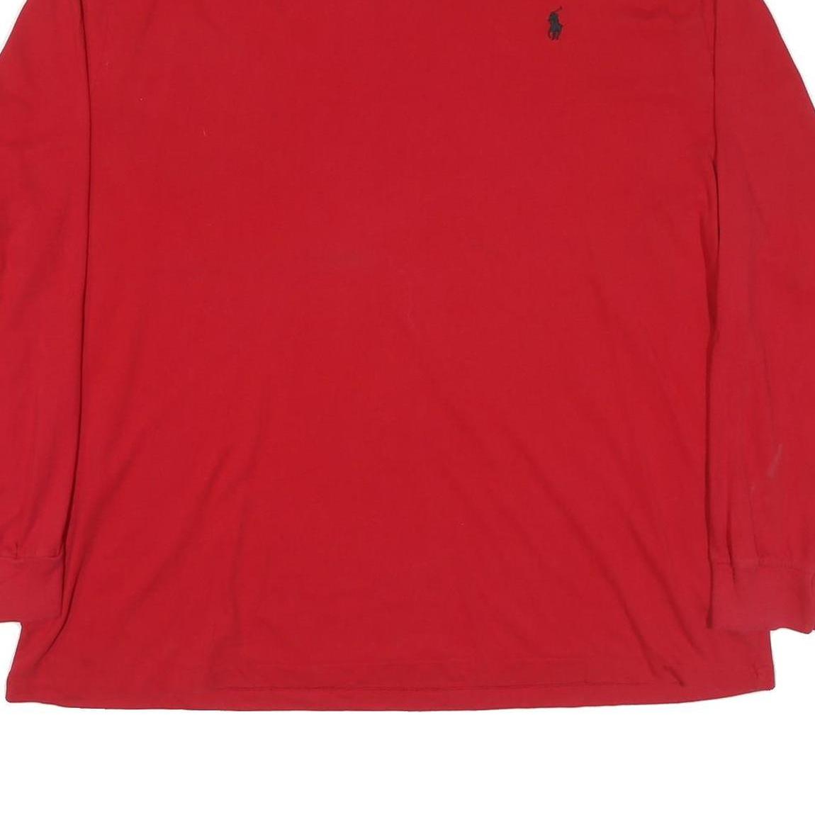 POLO RALPH LAUREN Mens Red Classic Long Sleeve V-Neck Cotton Blend 2XL T-Shirt