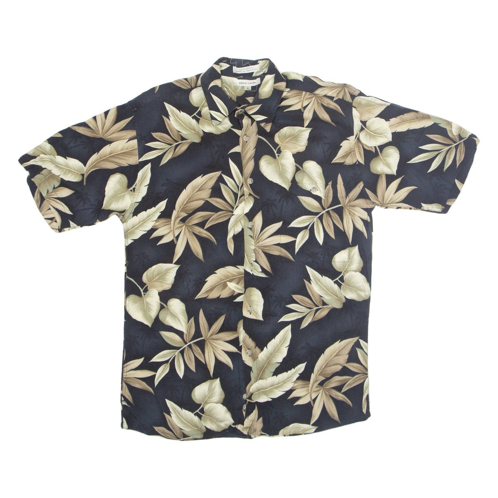 PIERRE CARDIN Mens Hawaiian Shirt Blue Floral S